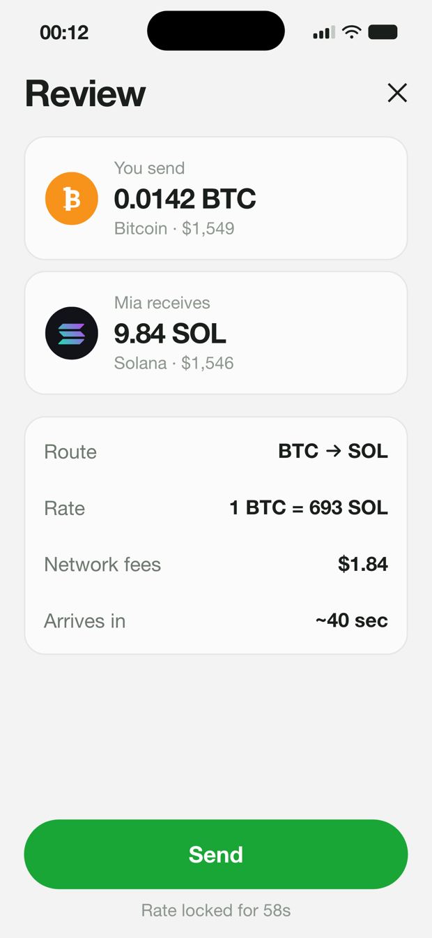 The route review screen in the Swaped app