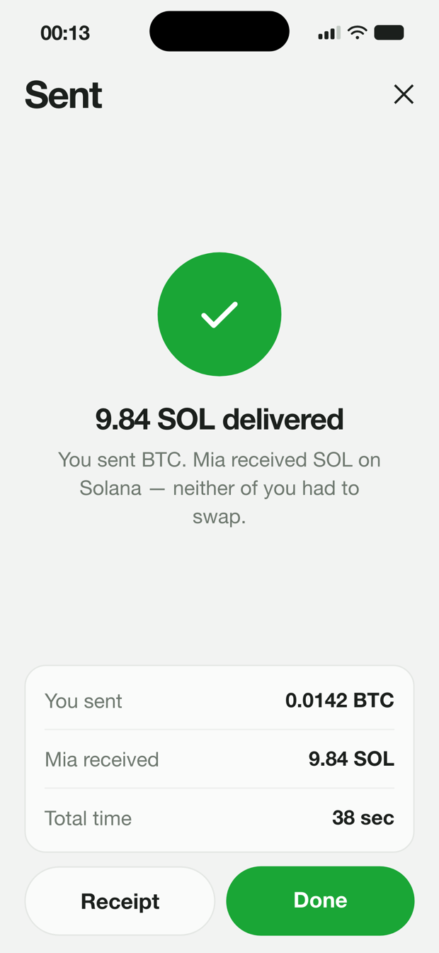 The delivered screen in the Swaped app